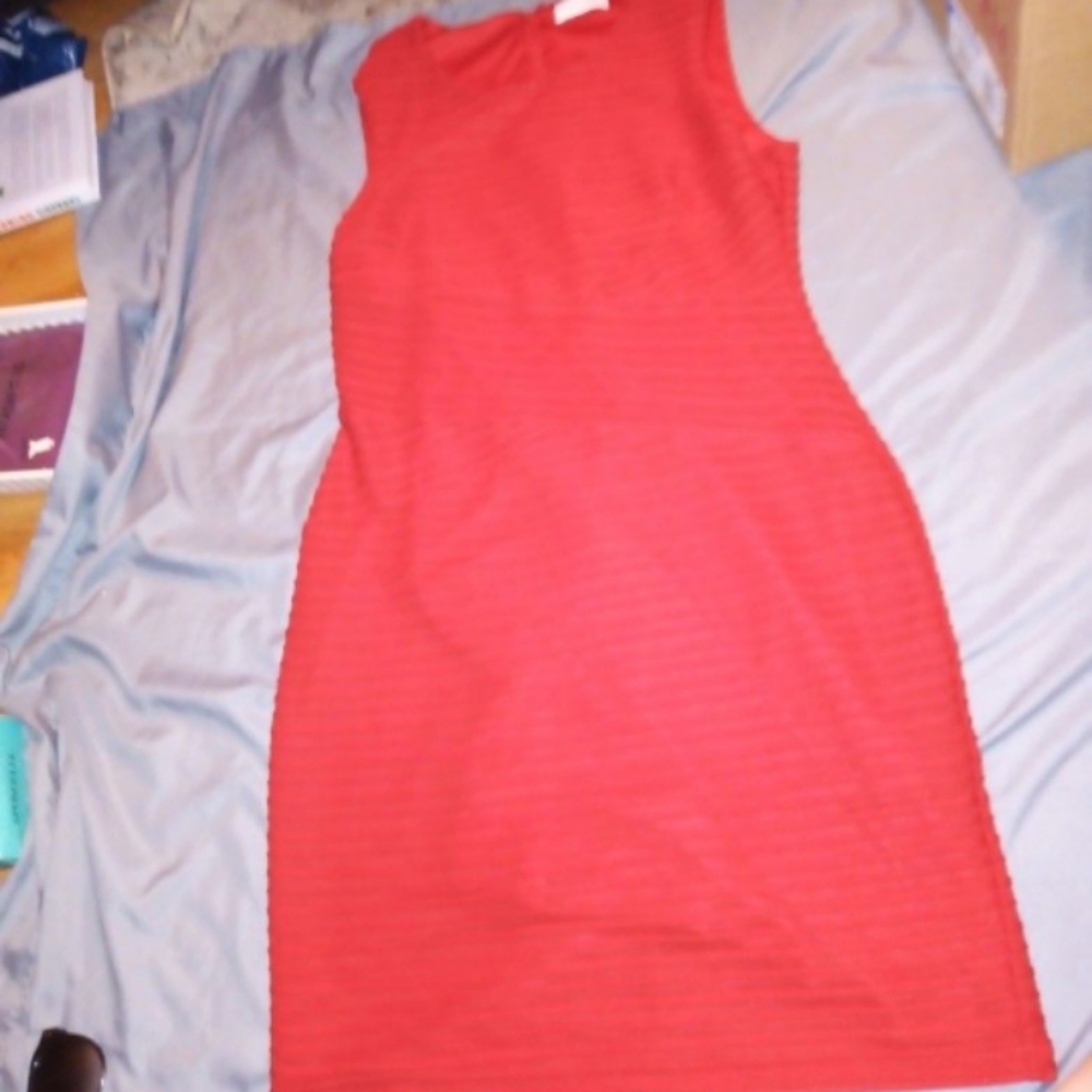 Red calvin klein office dress